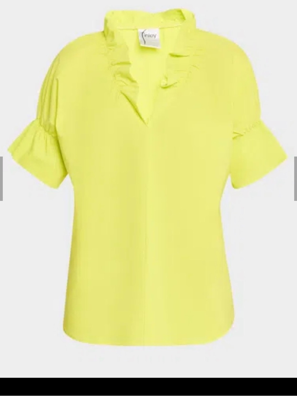 Finley Lemon Ruffle V-Neck Short Sleeve Blouse